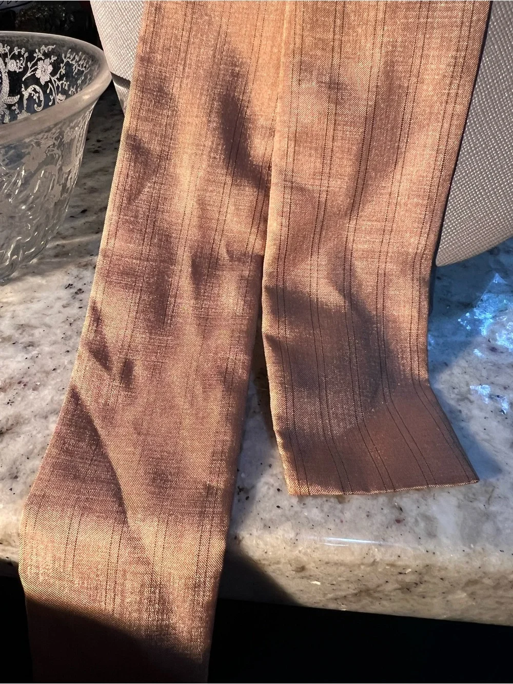 Vintage Gold-Beige-Tan Shiny Skinny tie or tie accessory like New